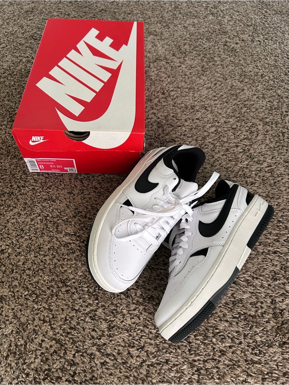 Nike Air Force 1 Low White Black Fashion Sneakers size 8